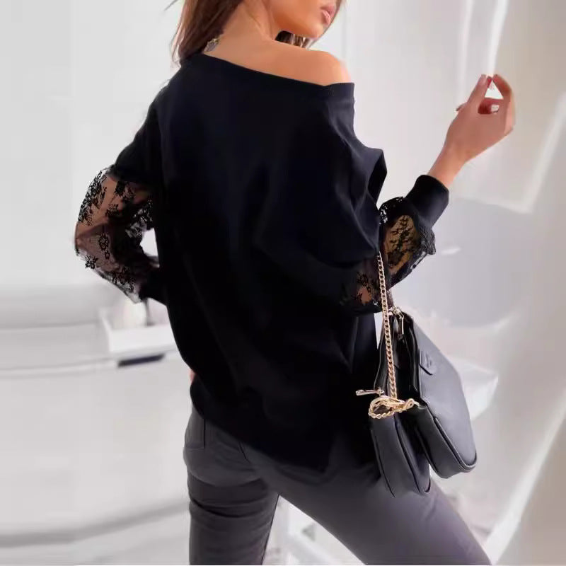 Dame Off-Shoulder Spids-Detail Top Stilla