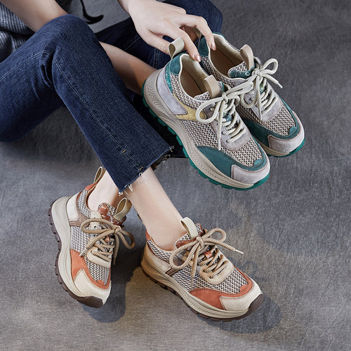 Dame åndbare snørrebånd mode sneakers med struktureret mesh Stilla