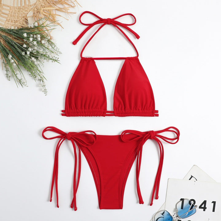 Dame trekant-bikini med fleksible snore og moderigtig snit Skovae