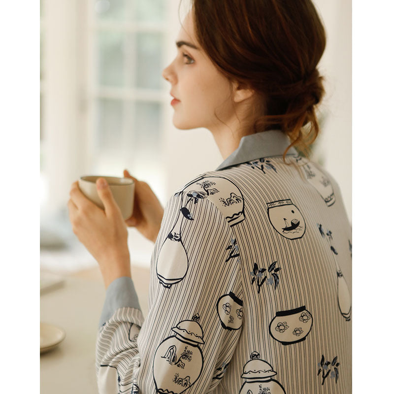 Dame Pyjama-sæt med legende design og komfortable detaljer Stilla