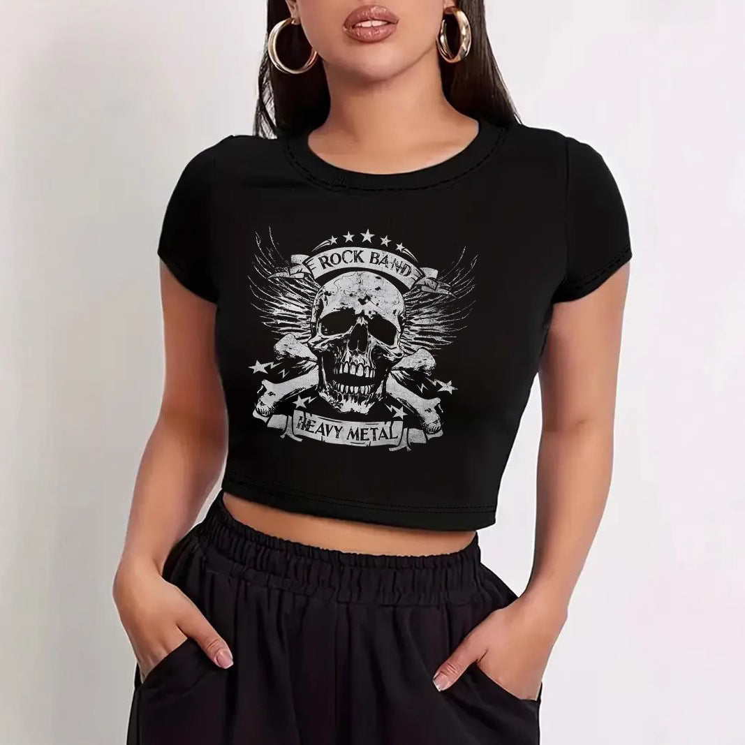 Damer Crop T-Shirt med moderne grafiktryk Skovae