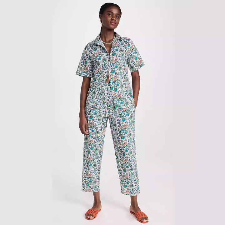 Femme Floral Print To-delt Loungewear-Sæt Stilla