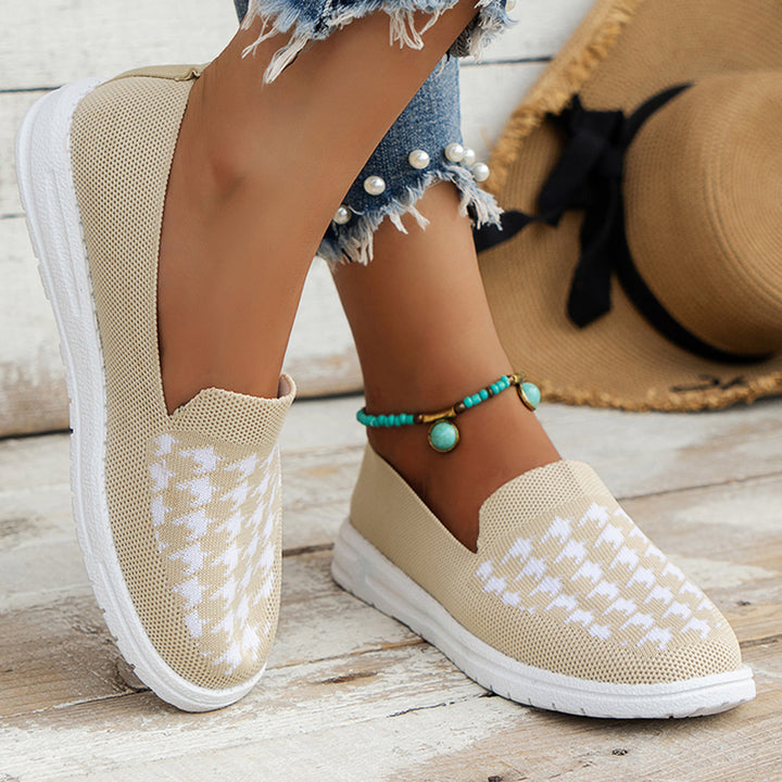 Damer Åndbare Slip-On Sneakers med modigt Hahnentrittmønster Stilla