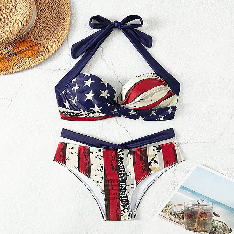 Dame Højskåret Bikini med moderne Wickeltop og sporty design Stilla