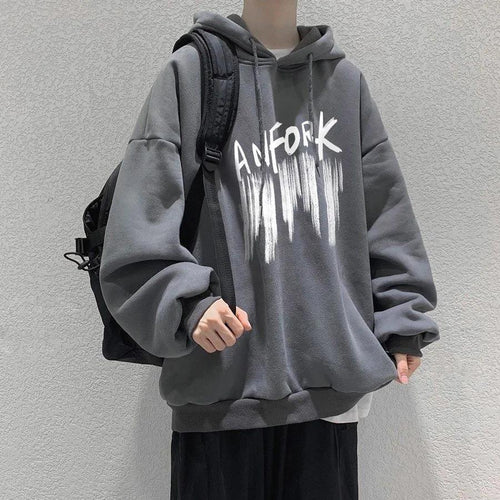 Herrer afslappet oversized hoodie med kreativ grafikdesign Stilla