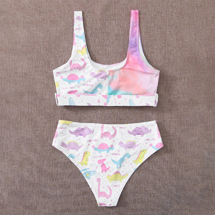Dame Sporty Bikiniset med farverigt dinosaurermønster Skovae