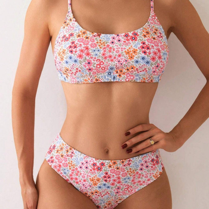 Dame Floral Print Bralette og Højtaljet-Bikini Sæt Stilla