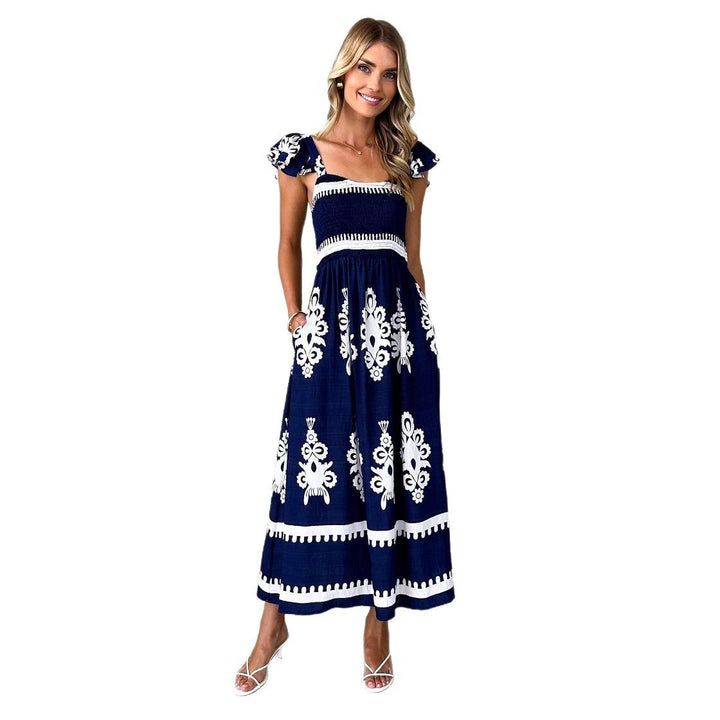Kvindernes maxikjole med off-shoulder design og blomster mønstre Stilla