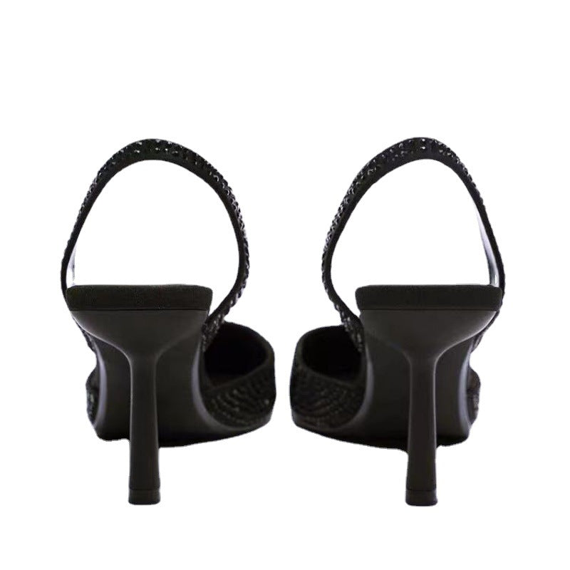 Dame Glamourøse Slingback-pumps med strassdekorationer Stilla