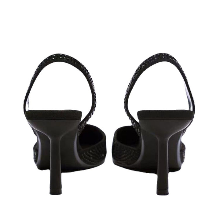 Dame Glamourøse Slingback-pumps med strassdekorationer Stilla
