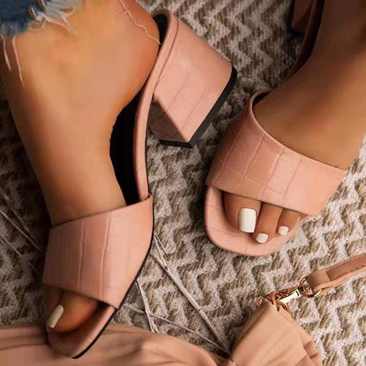 Dame Mid-HEEL Sandaler med elegant krokodille-prægedesign Stilla