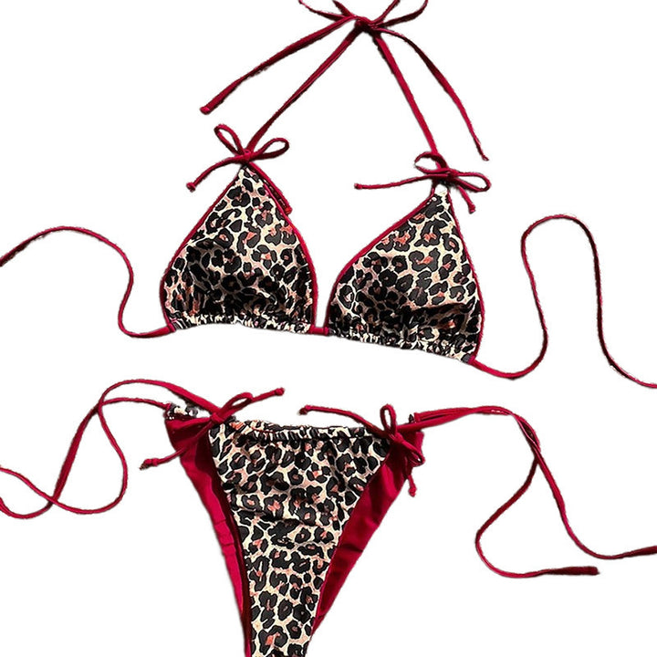 Dame Triangel-Bikini-Sæt med justerbare bånd og dyreinspireret design Skovae