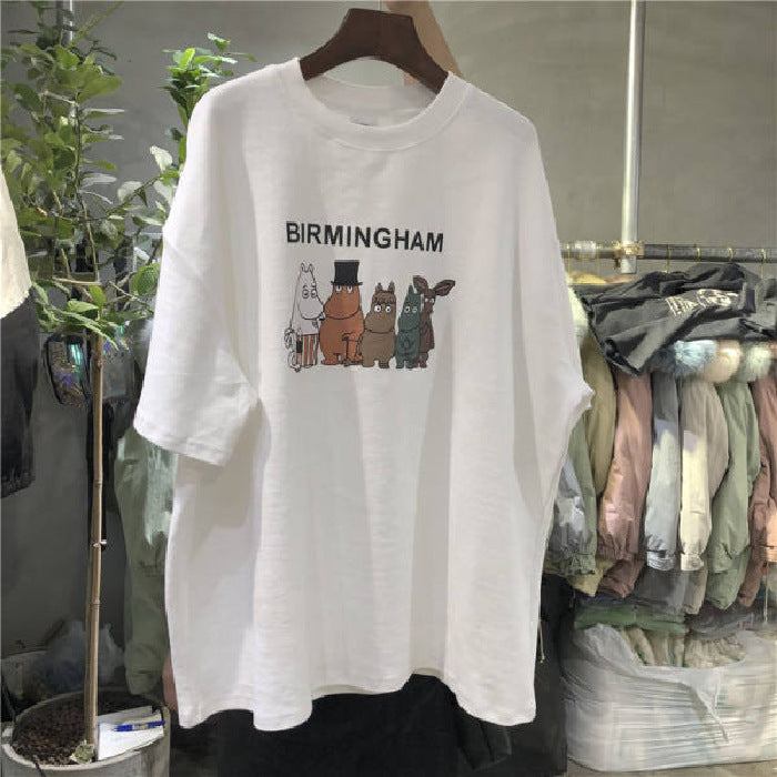 Dame T-shirt med kunstnerisk cartoon-motiv og afslappet pasform Stilla