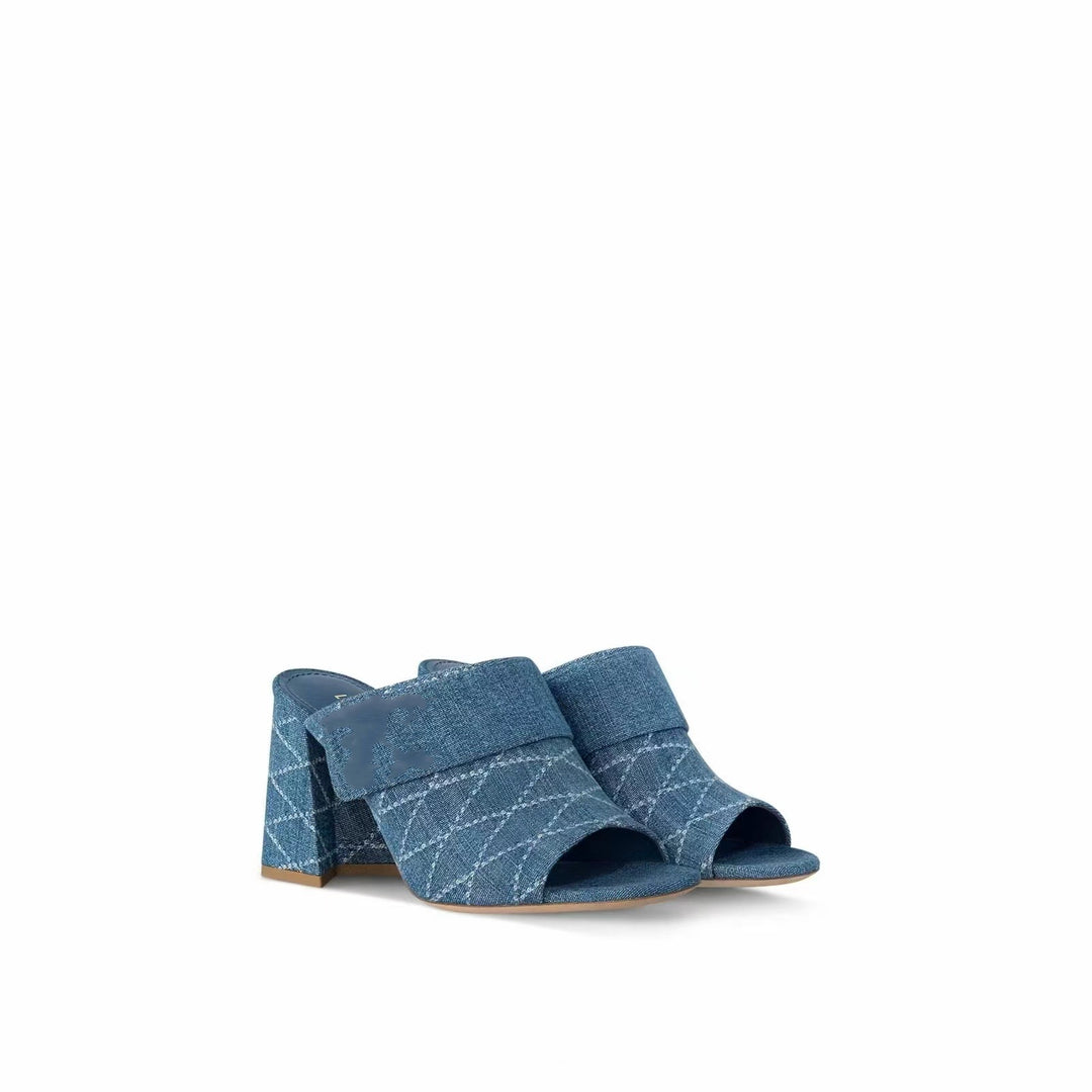 Femme Open-Toe Chunky Heel Mules Stilla