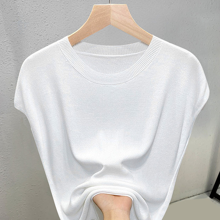 Dame afslappet kortærmet t-shirt med høj kvalitet tekstur og moderne rund halsudskæring Stilla