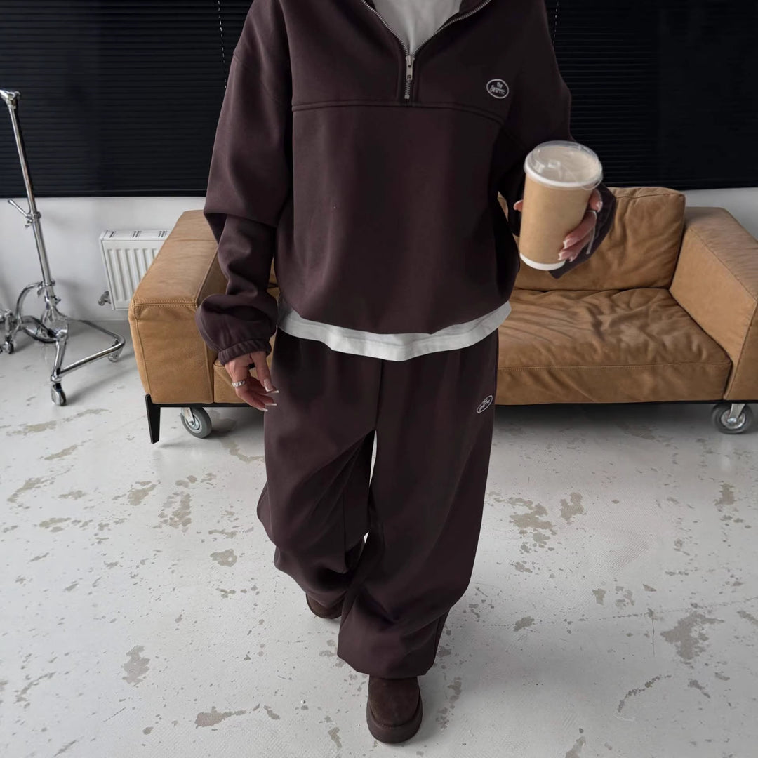 Kvinders afslappede hoodie med halvlukning og brede ben Stilla