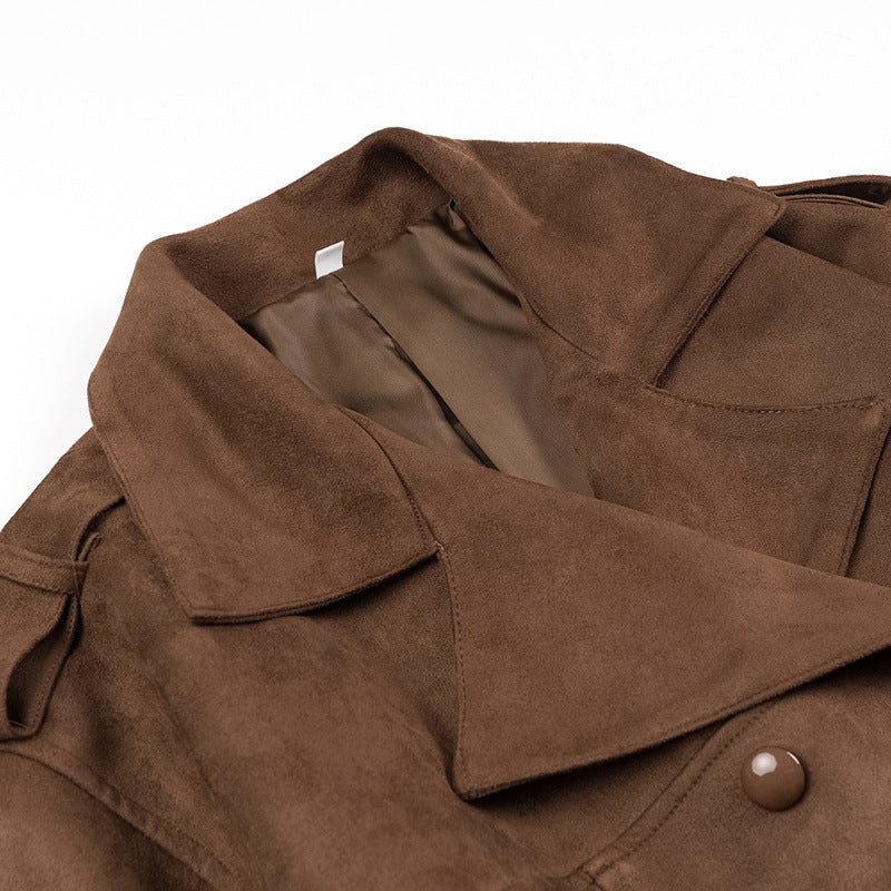 Femme Oversized Bælte Suede Trenchcoat Stilla