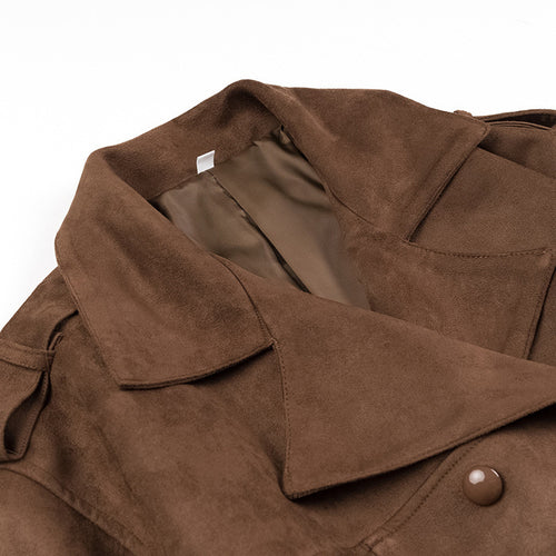 Femme Oversized Bælte Suede Trenchcoat Stilla