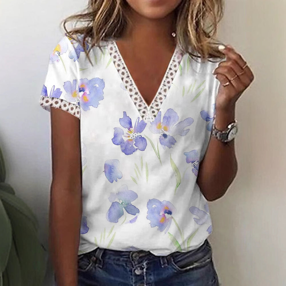 Dame Glitrende V-Pullover Bluse Skovae