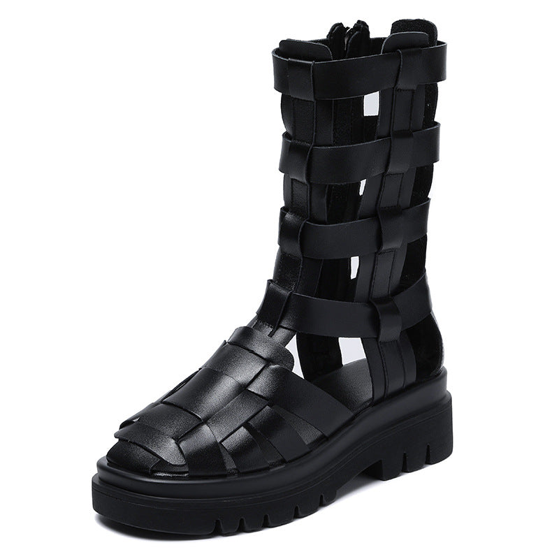 Dame Woven Open-Toe Ankel Støvler Stilla