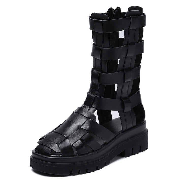 Dame Woven Open-Toe Ankel Støvler Stilla