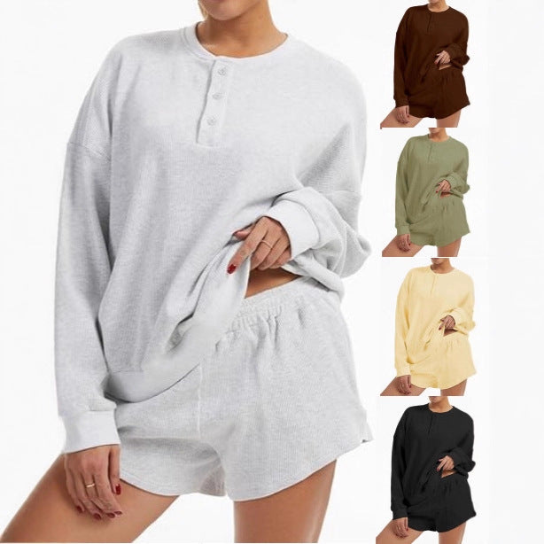 Kvinders afslappede oversized sweater og shorts sæt Stilla