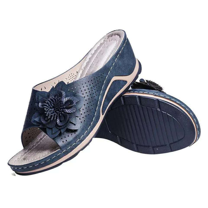 Dame Komfortable Clogsandaler med dekorative blomsterapplikationer Stilla