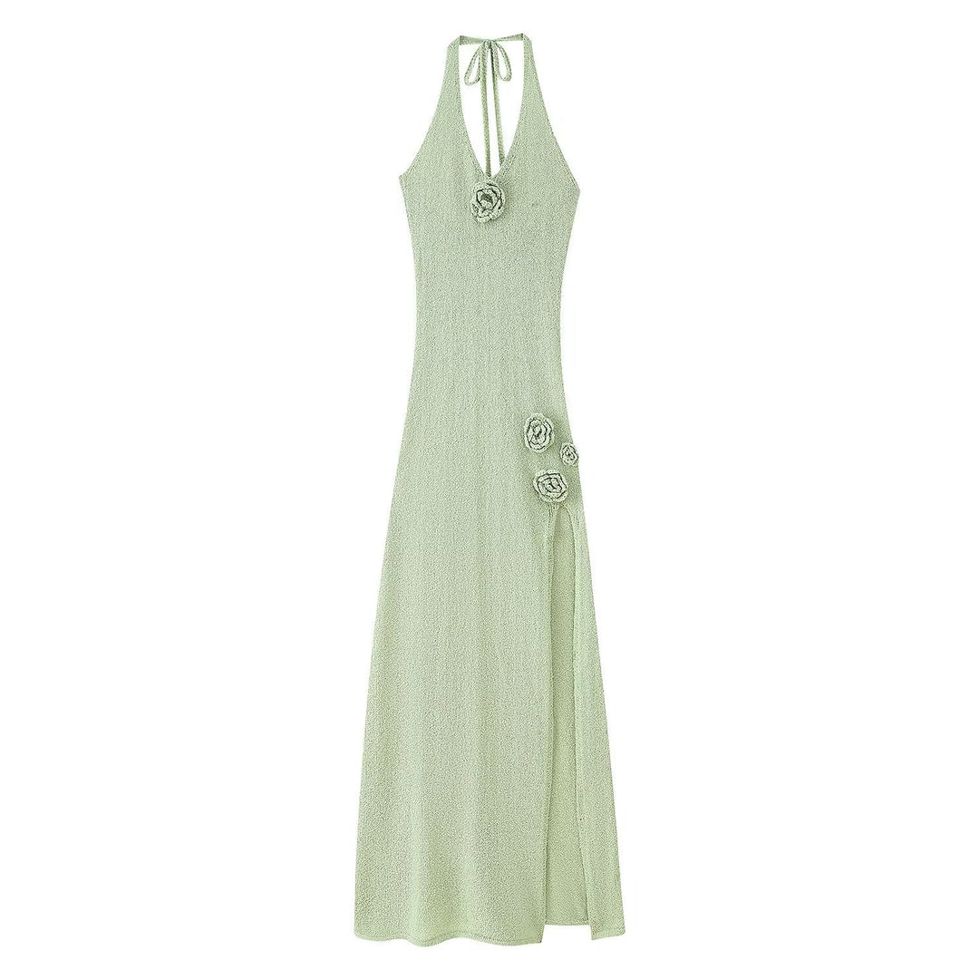 Femme Halterneck Maxikjole med florale accenter Stilla