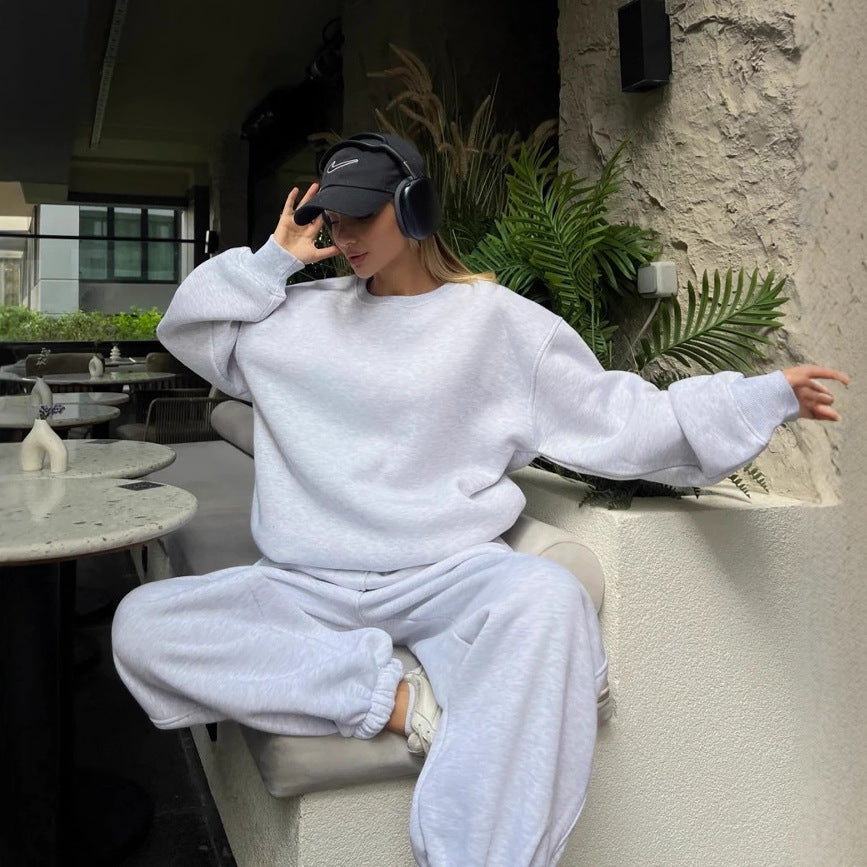 Damer oversized Sweat-Set med ribkant Stilla