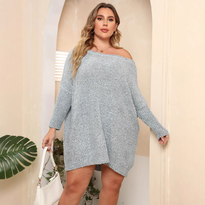 Dame Oversized Strikkjole med afslappet udskæring og lange ærmer Stilla