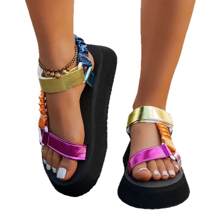Dame Plateau-sandaler med fashionable krydsbånd-design og skridsikker sål Stilla