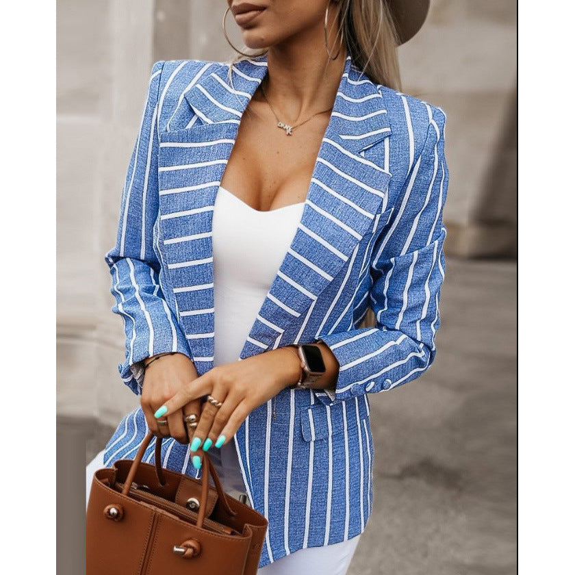 Damer Elegant stribet blazer med moderne knapper Stilla
