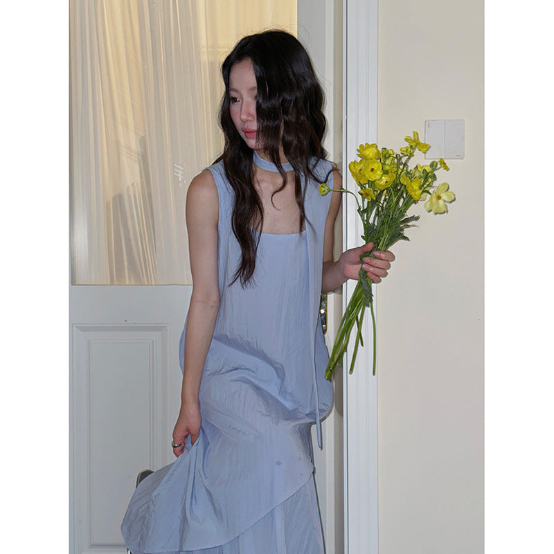 Dame Maxikjole med asymmetrisk snit og elegant drapering Stilla