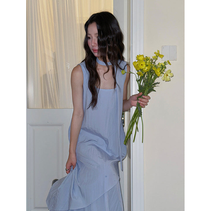 Dame Maxikjole med asymmetrisk snit og elegant drapering Stilla