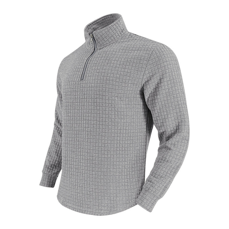 Herre fleece-pullover med høj tæt hals og strukturmønster Stilla