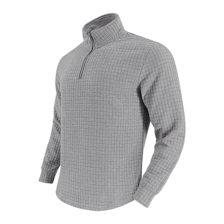 Herre fleece-pullover med høj tæt hals og strukturmønster Stilla