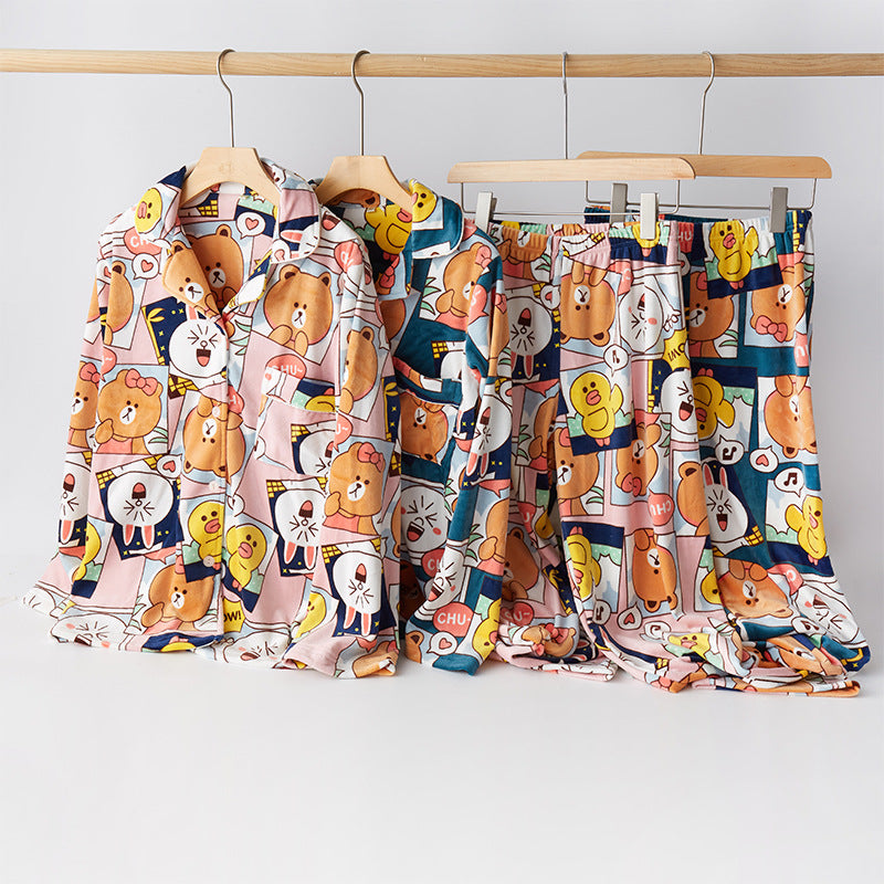 Dame pyjamasæt i blødt fleece med legende dyredesign Stilla