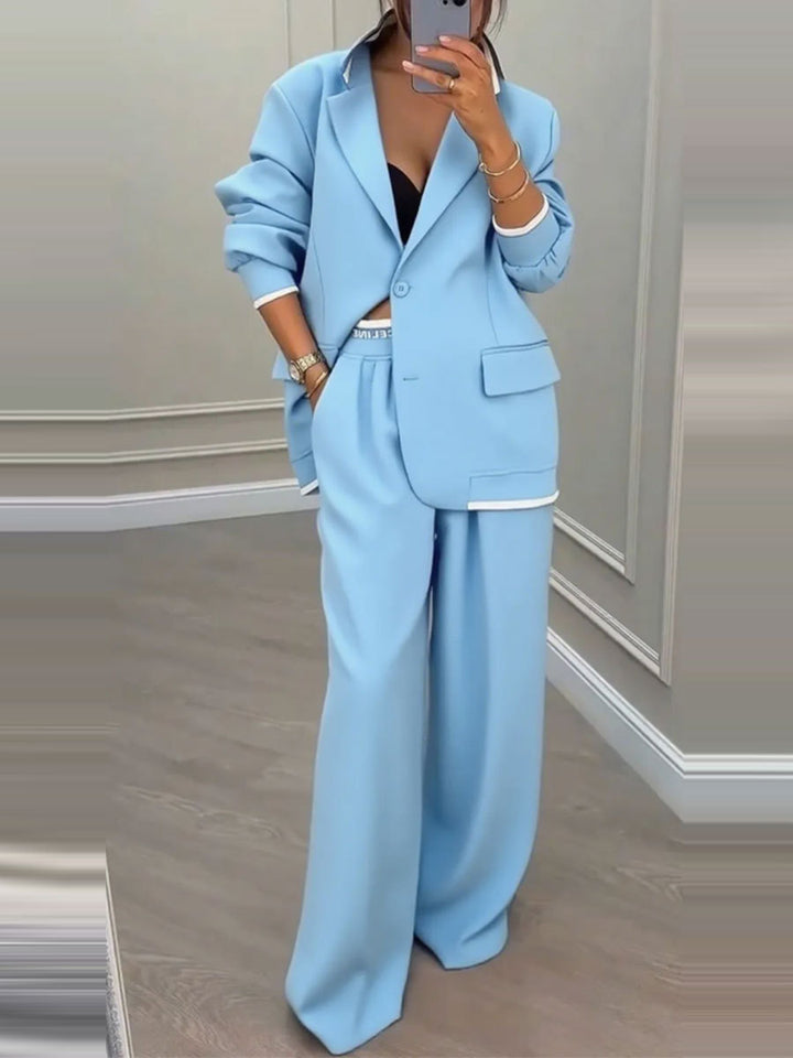 Kvinders elegante blazer og bukser sæt med bred pasform og moderne design Stilla