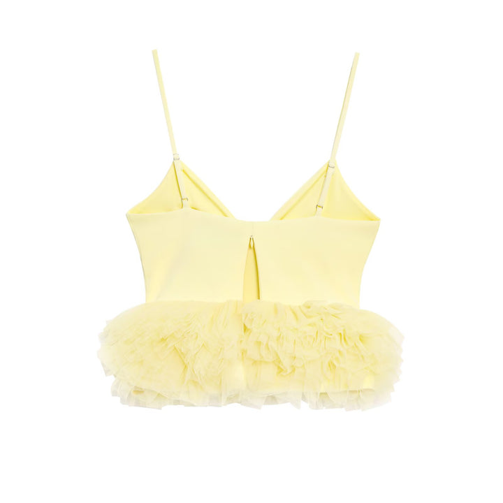 Femme Rüsch Tüll Kant Crop Top Stilla