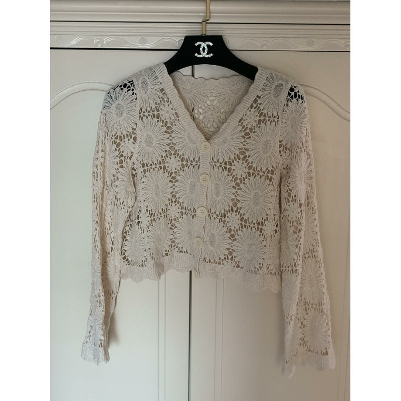 Femme hæklede knap cardigan Stilla