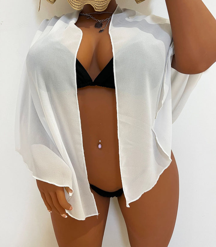 Dame transparent strand sarong med legende knude og sidelæg Stilla