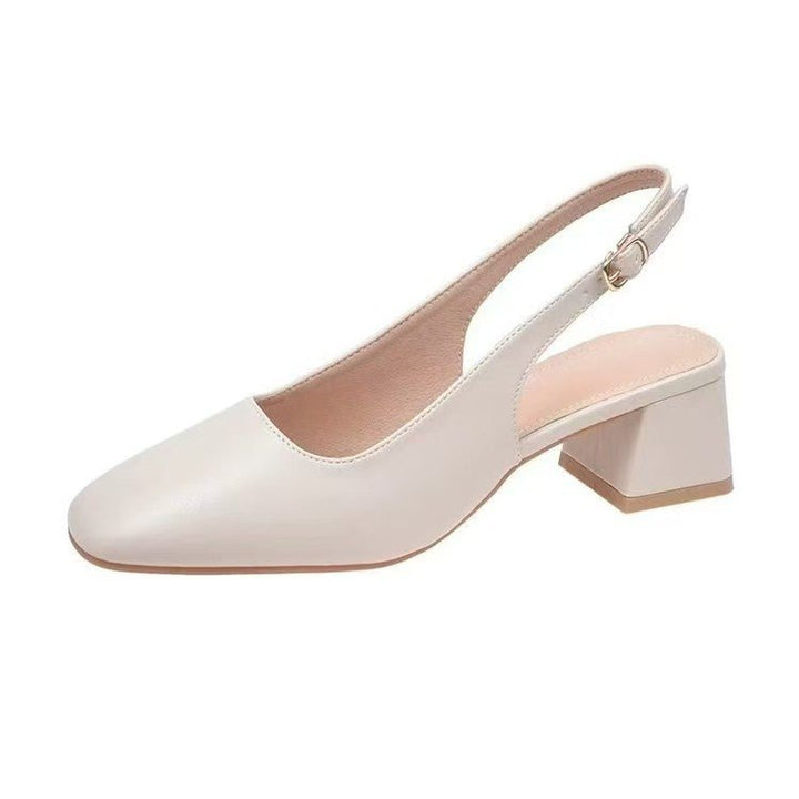 Dame Slingback-pumps med dekorativ rem og elegant blokhæl Stilla