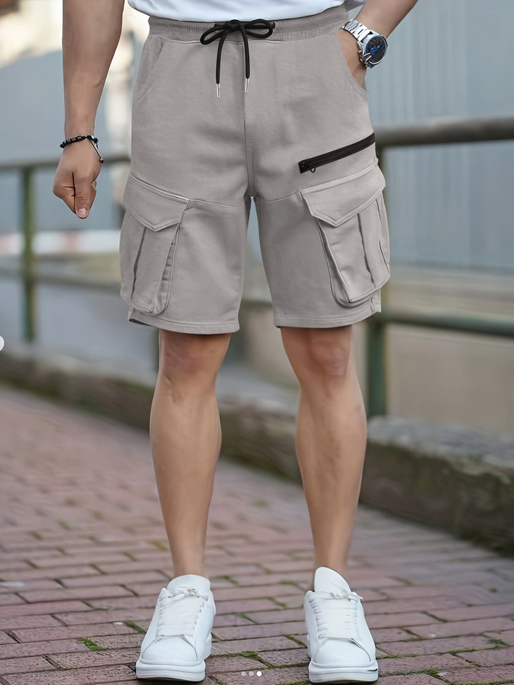 Herre Cargo-Style Utility-Shorts med Multifunktionslomme-design Stilla
