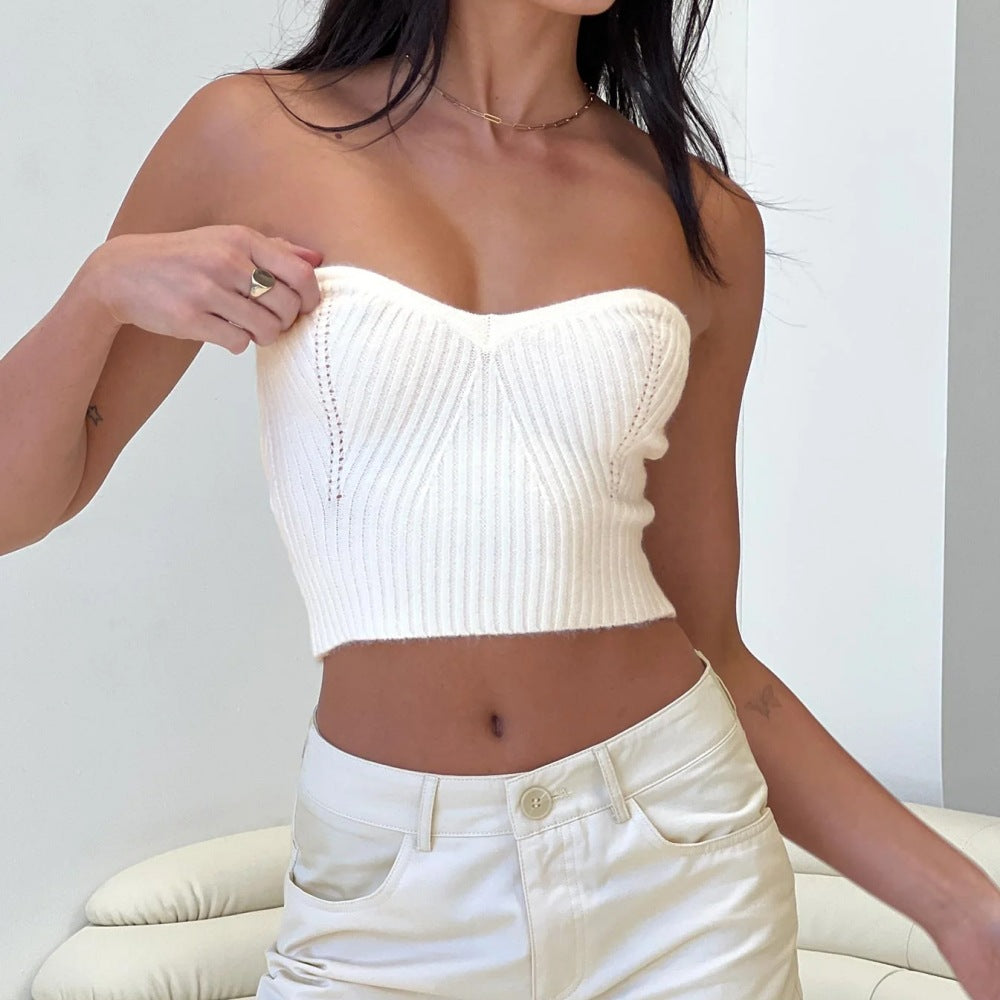 Dame Bustier top med struktureret ribdesign Stilla