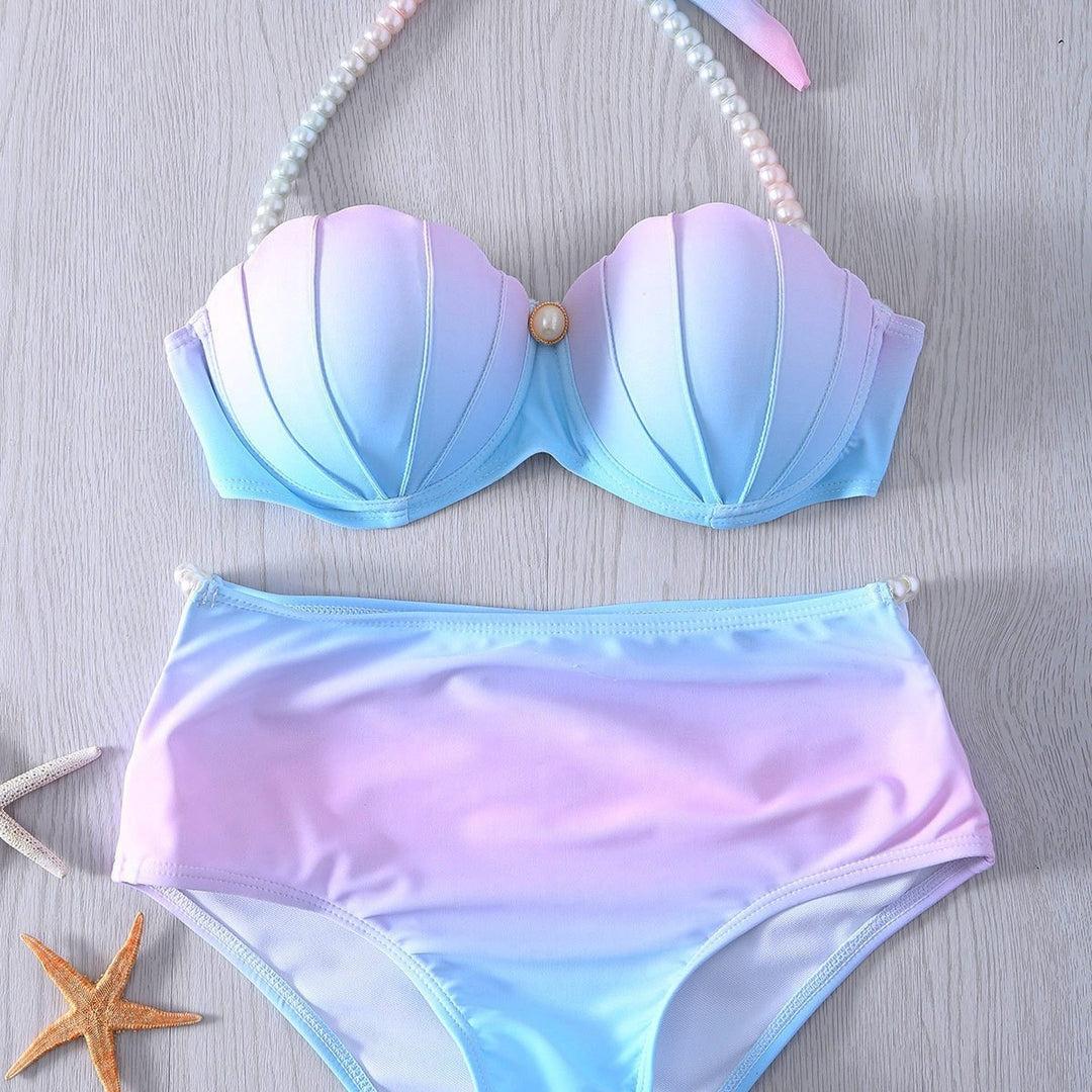 Damer Højskåret Bikini med skjald-design og perlepynt Stilla