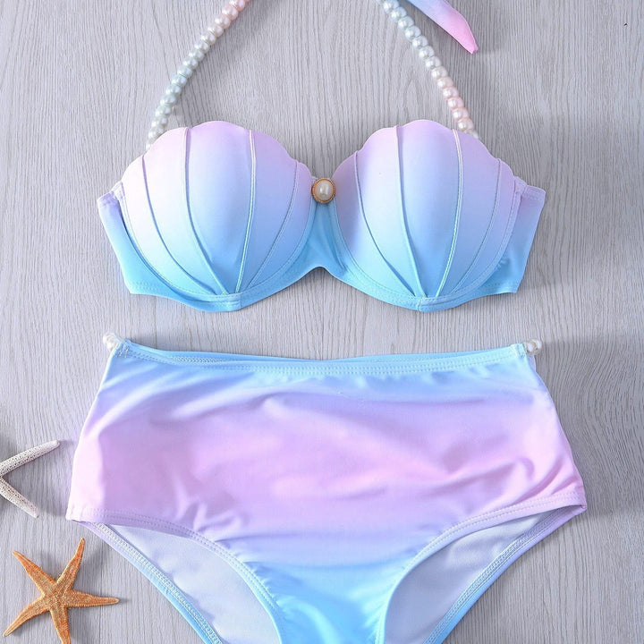 Damer Højskåret Bikini med skjald-design og perlepynt Stilla
