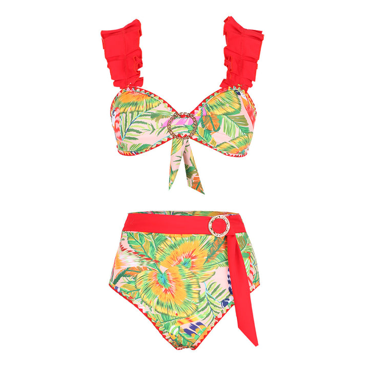 Dame Bikini-sæt med voluminøse flæseærmer og høj talje Stilla