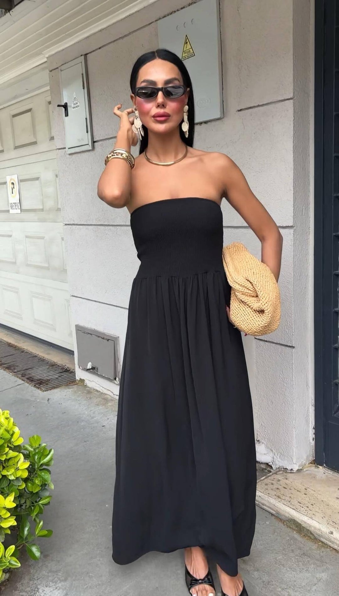 Without straps maxi dress for women with gathered bodice Stilla