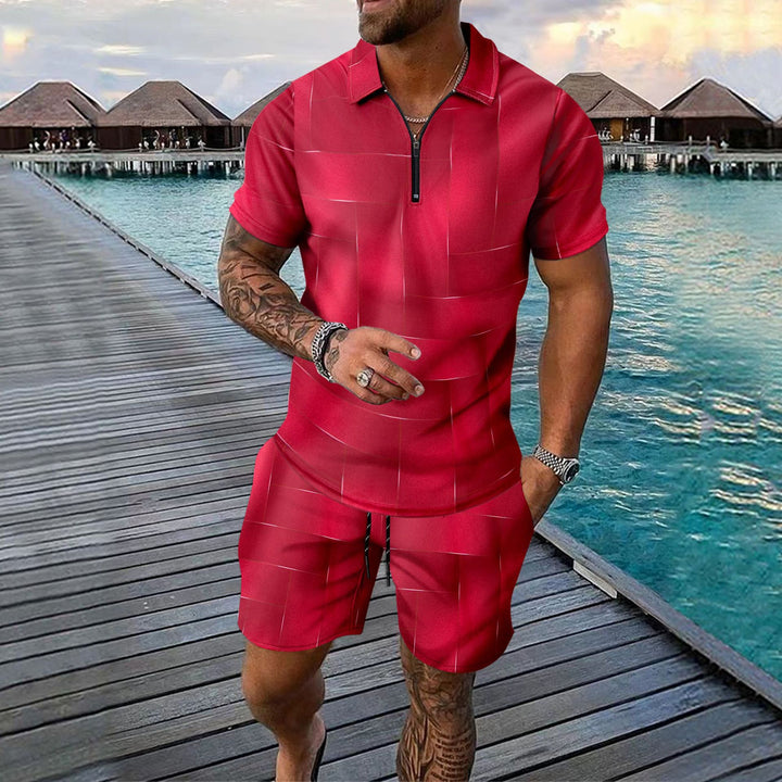 Herrer fritid kortærmet sæt med lynlås og modetrend Stilla