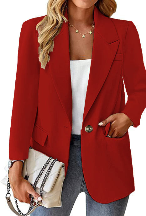 Dame elegant Oversize-blazer med draperet snit og praktiske lommer Stilla